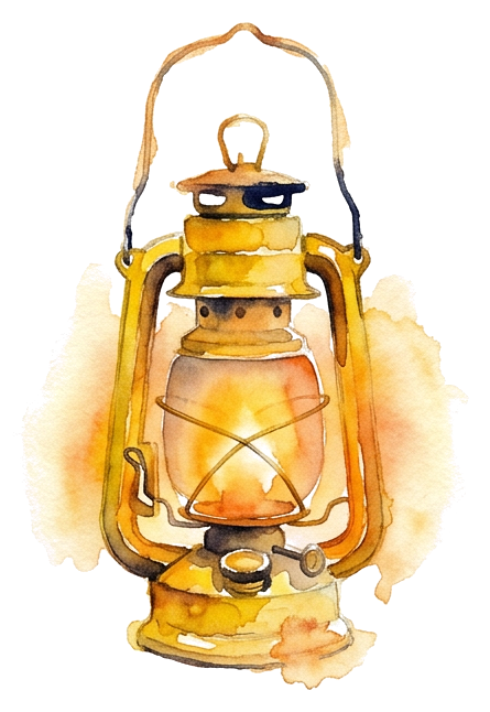 Aquarelle d’une lampe jaune allumée
